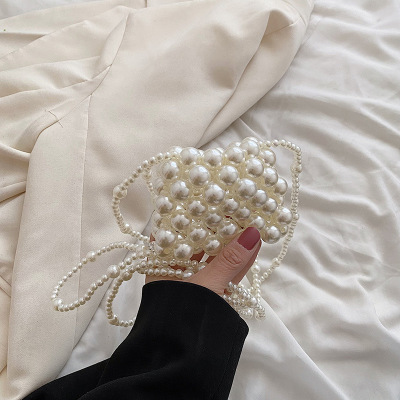 French Fairy Change Packet Woven Beads Pearl Bag Mini Mini Lipstick Pack Crossbody Bag