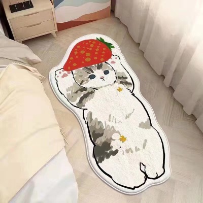 Creative New Cute Kitten Bedroom Bedside Cashmere Carpet Home Thickened Cartoon Children's Room Bedside Blanket