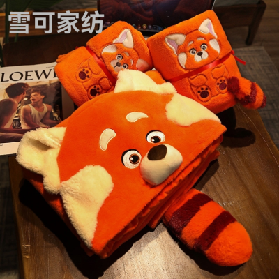 Cross-Border Cartoon Animal Hooded Cape Blanket Raccoon Red Panda Flannel Blanket Children Nap Blanket Gift