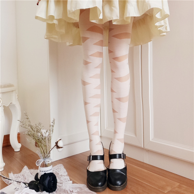Lolita Cross Strap Romper Bandage Hollow-out Semi-Transparent Stockings Lolita Style Socks Milky White Binding Socks