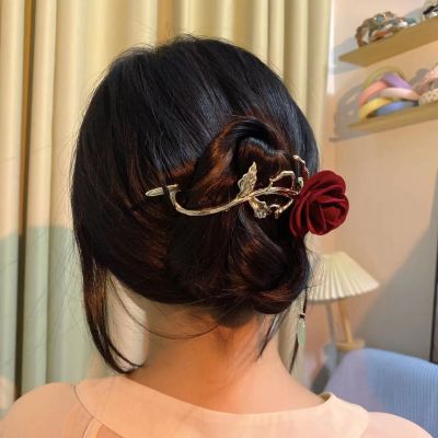 Summer Silver Rose Barrettes Back Head Female Temperament Word Hairpin Shark Clip High Sense Internet-Famous Hair Clip