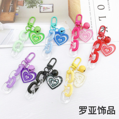 New Love Bell Car Key Ring Pendant Small Fresh Color Acrylic Chain Couple Bags Pendant