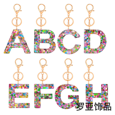 New Love Sequined Letters Keychain Spot Resin Epoxy Pendant Fashion Men's and Women's Bag Pendant Crystal