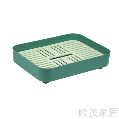 Plate Double-Layer Plastic Fruit Draining Tray Rectangular Tea Tray Multi-Functional Plastic Cup Holder Storage Rack