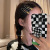 Black and White Checkerboard Grid Girls' Retro Acrylic Fringe Hairpin Broken Hair Beauty Mask Duckbill Side Clip Hair Accessories
