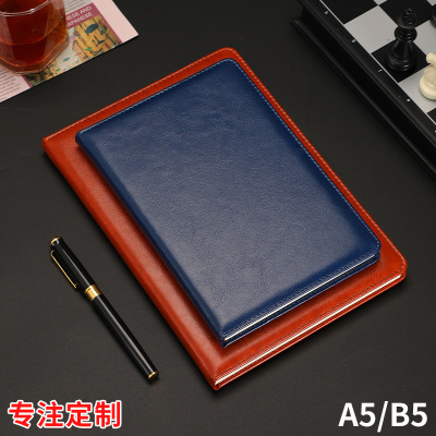 Processing A5B5 Notebook Leather Business Large Office Work Conference Notebook Enterprise Notebook Custom Logo