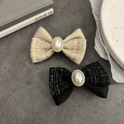 Korean Classic Style Elegant High-Grade Pearl Bow Barrettes Duckbill Clip Simple All-Match Daily Women's Headdress