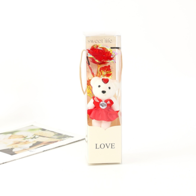 New Mother's Day Valentine's Day Emulational Decoration Craft Rose Eternal Gold Foil Bear Flower Wedding Holiday Gift