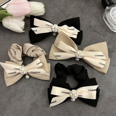 Korean New Camellia Hair Band Classic Style Bow Barrettes Black and White Letter Headband Elegant High-Grade Hair Accessories for Women