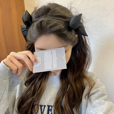 Korean Dongdaemun Elegant Double Side Black Bow Headband Female 2022 Internet Celebrity Sweet All-Matching Hairpin Headband