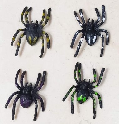 4cm Colorful Simulation Spider Halloween Sand Table Decoration Plastic PVC Children's Science and Education Cognitive Accessories Toy