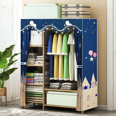 Wardrobe Simple Modern Economical Assembled Wardrobe Solid Wood Bedroom Wardrobe Rental Room Simple Cloth Little Closet