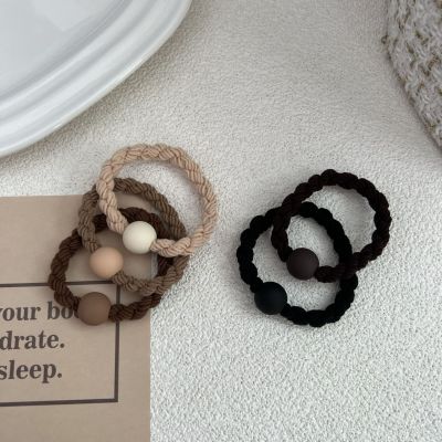 Japanese and Korean Minimalist Basic High Elastic Rough Rubber Band Headband Durable Hair Band Ponytail Leather Band New Hair Tie Rope Headdress