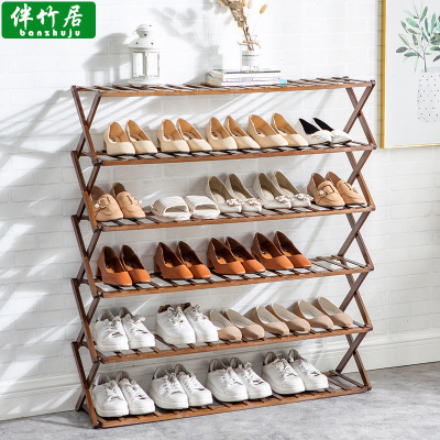 Shoe Rack Narrow Door Folding Multi-Layer Retractable Home Indoor Beautiful Installation-Free Dormitory Personal Small Simple Shoe Cabinet