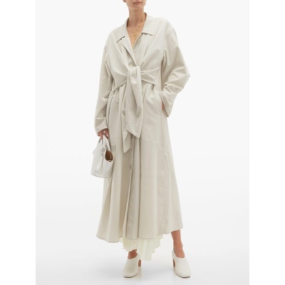 [Spot] Quality Graceful European And American Cotton Thin Lapel Straight Women 'S Trench Coat