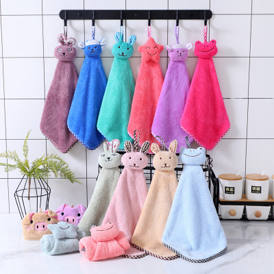 Coral Fleece Hand Towel Hanging Cartoon Cute Animal Towel Hanging Hand Towel Wholesale Hand Gift Printable Logo