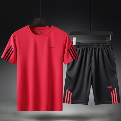 Men's Short Sleeve Shorts Running Basketball Breathable Quick-Drying Summer Sports Suit