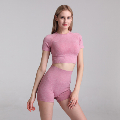 European and American Hot 2022 Summer Sportswear Suit Little Tight Yoga Stretchy Slim-Fit Running Fitness Two-Piece Suit