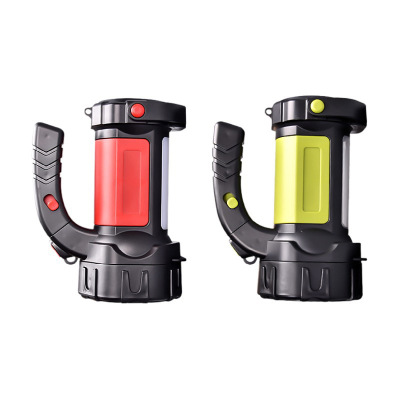 Cross-Border Multi-Functional Portable Lamp USB Rechargeable Outdoor Camping Adventure Red Light Warning Downlight Strong Light Detector Torch