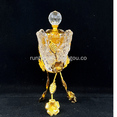 Hot Selling Online Store 2022 Simple Glass Metal Incense Burner Transparent Crystal Incense Burner Bakuoor