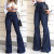 Popular European and American Foreign Trade Cross-Border High Waist Micro Elastic Lace-up Bell-Bottom Pants Wide Leg Pants Women's Jeans