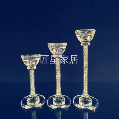 Factory Direct Sales European and American Crystal Candlestick Candle Holder Dining Table European Decoration Model Room Soft Decoration Decoration Wedding Candlestick