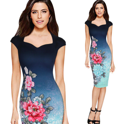 Spring New Women's Printed Wear Dress Boutique Women's Clothing Amazon Hot Women's Dress Summer