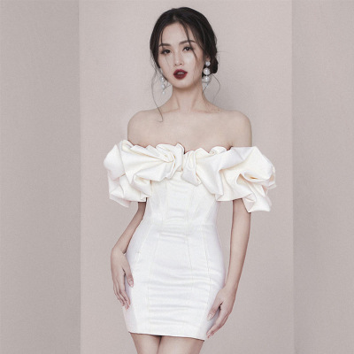 Design New Thai Fashion Brand Off-Shoulder Slim-Fit Slimming Dress Elegant Party Dress