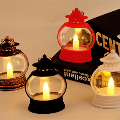 New Simple Retro Small Oil Lamp Plastic Creative Candles Storm Lantern LED Electronic Portable Flat Lamp Courtyard Decorative Lamp