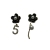 Korean Style High-Grade Black Camellia Asymmetric Earrings Women's New Sterling Silver Needle Digital Simple Style Earrings Fashion