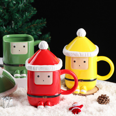 INS Santa Claus Mug Breakfast Coffee Cup Creative Birthday Gift Lovers Ceramic Cup Niche Water Cup Female