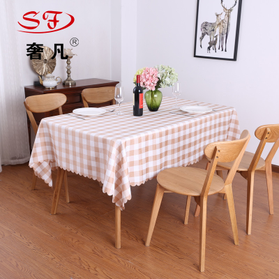 Wholesale Simple Style Home Western Style Tablecloth Restaurant Ding Room Rectangular Picnic Blanket Red and White Plaid Polyester Tablecloth
