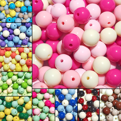 New Solid Color Glossy Acrylic 14mm Color Matching round Beads Diy Bracelet Necklace Bracelet Scattered Beads Ornament Accessories