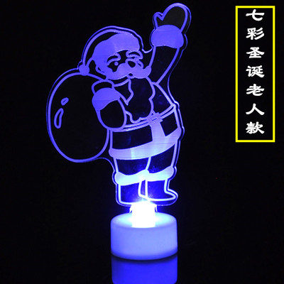 Luminous Colorful Acrylic Small Christmas Tree Snowman Santa Claus Gift Christmas Decoration Product Supplies