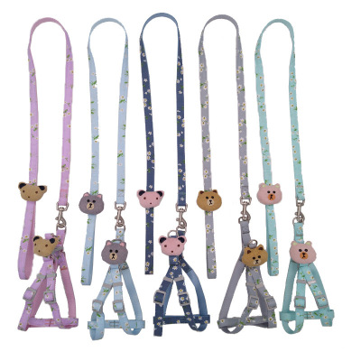 Xn001 Dog Hand Holding Rope Flower Imitation Nylon Dog Rope Dog Leash Cartoon Chest Strap Pet Supplies