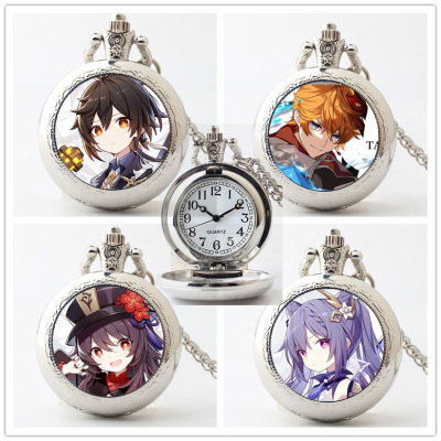 Original God Pocket Watch Necklace Student Boys and Girls Children Flip Chest Watch Halter Peripheral Secondary Yuan