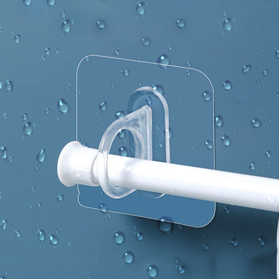 round Hole Hook Transparent Sticky Hook Bathroom Storage Bar Towel Bar Multi-Functional Shower Gel Frame Punch-Free Hook Batch