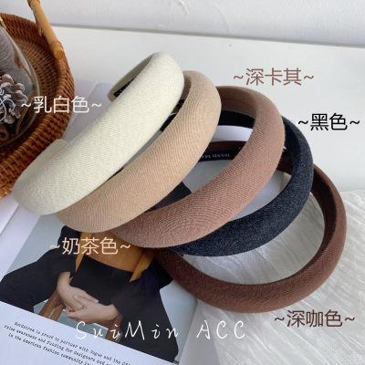 Korean Autumn and Winter Headband Ins Korean Style Solid Color High Skull Top Headband High Sense Hair Accessories Hair Tie Hairband Hairpin Wholesale