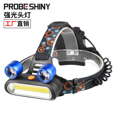 Cross-Border LED Headlight C0B Outdoor Night Fishing Lighting Major Headlamp USB Charging Head-Mounted Waterproof Convenient Torch