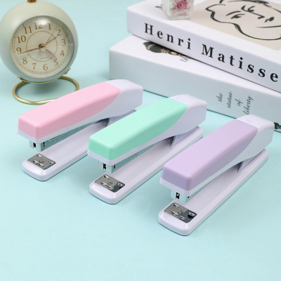 Extended Macaron Two-Tone Stapler Wholesale Large Capacity Effortless Stapler Large Rubber Material Bookbinding Machine