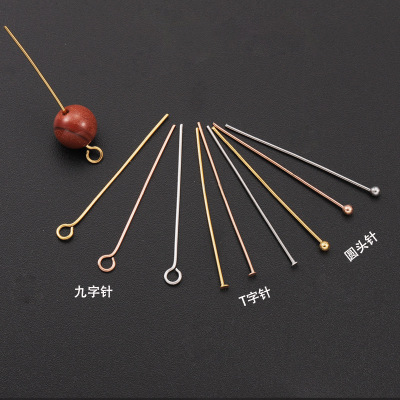 Hot Sale Stainless Steel Nine-Word Pin T-Shaped Needle Bead Pin Flat Head Earrings DIY Handmade Bead String Jewelry Materials Accessories