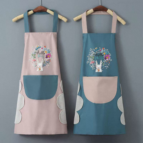 coral fleece towel apron garland rabbit kitchen apron waterproof oil-proof coverall female cute apron manufacturer