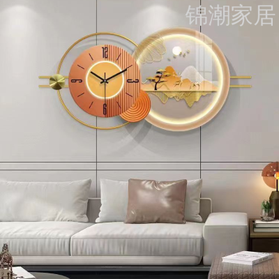 New Chinese Style Iron Clock Deer Living Room Light Luxury round Wall Decoration Creative Majestic Creative Decorations Factory Wholesale