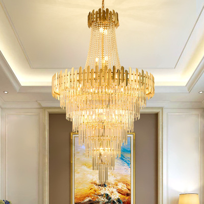 Post-Modern Light Luxury Crystal Chandelier Villa Duplex Building Hotel Lobby Engineering Villa 2022 New Lamps