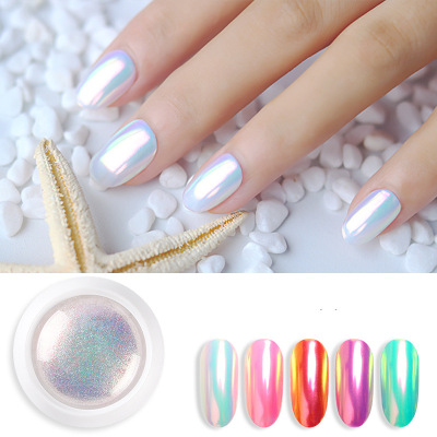 Rainbow Neon Pink Magic Color Shell Powder Mermaid Pearl Mirror Magic Mirror Effect Powder Nail Ornament Glitter Cross-Border Hot