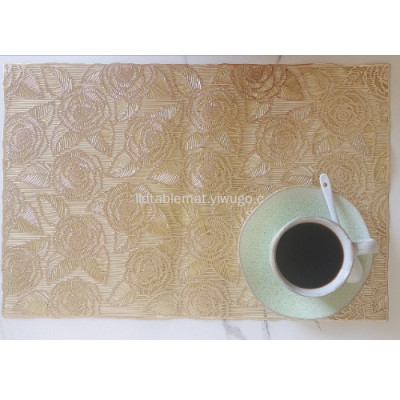 New PVC Placemat Gilding Hollow Non-Slip Placemat Nordic Style Plate and Bowl Western-Style Placemat Rose-Shaped Placemat Table Mat