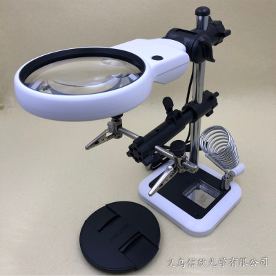 Multi-Function Led Auxiliary Clamp Luo Iron Bracket Welding Repair Plug Radio Clamp Magnifying Glass Cold and Warm Light Adjustable