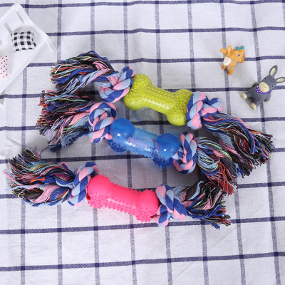 Factory Wholesale New TPR Double Knot Cotton String Toy Dog Dog Bone Tooth Cleaning Training Pet Bite Rope Toy