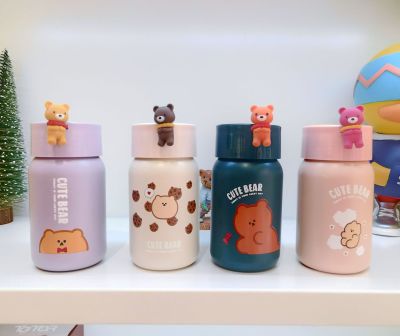 New Cartoon Bear 304 Stainless Steel Vacuum Cup Upright Bear Large Capacity Straight Drink Cup Portable Travel Cup