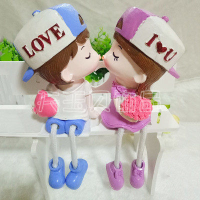 Kiss Couple Doll Creative Idyllic Hanging Feet Doll Ornaments Resin Crafts Wholesale Home Decorations Batch